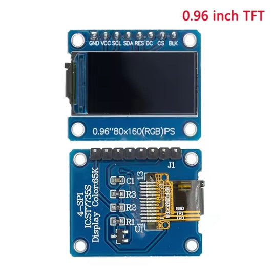 TFT Display 0.96/1.3/1.44/1.77/1.8/2.4/2.8 inch ips 7P SPI HD 65K TFT full colour LCD Module ST7735 Drive IC 80*160 for arduino, esp32, esp8266